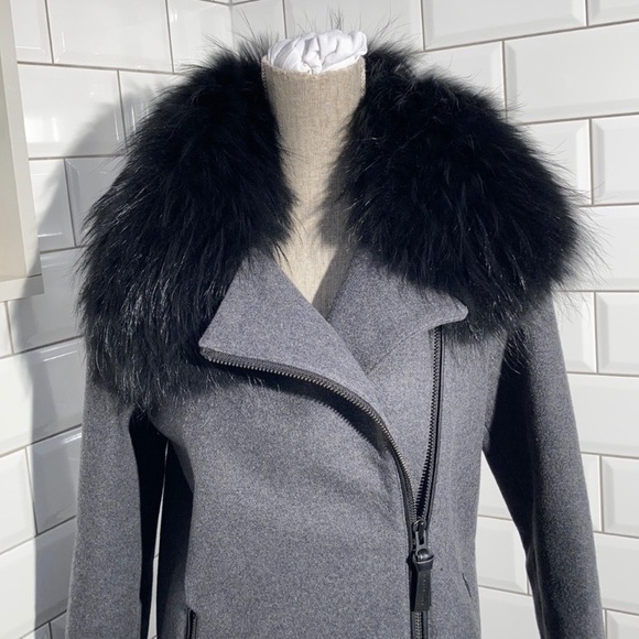 Mackage Wool Grey Coat Fur Collar - Picture 1 of 11